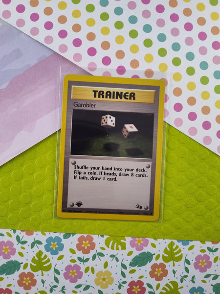Vintage Common - 1st Edition Gambler Fossil Non-Holo Pokemon Card 60/62 - LP (B)
