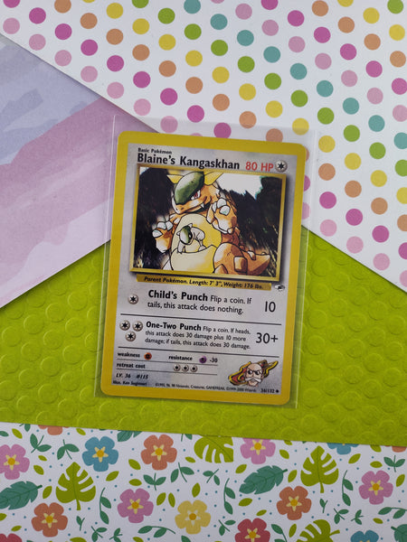 Vintage Uncommon - Blaine's Kangaskhan Gym Heroes Non-Holo Pokemon Card 36/132 - LP