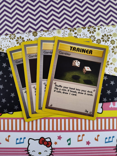 Vintage Common - Set/4 Gambler Fossil Non-Holo Pokemon Card 60/62 - LP