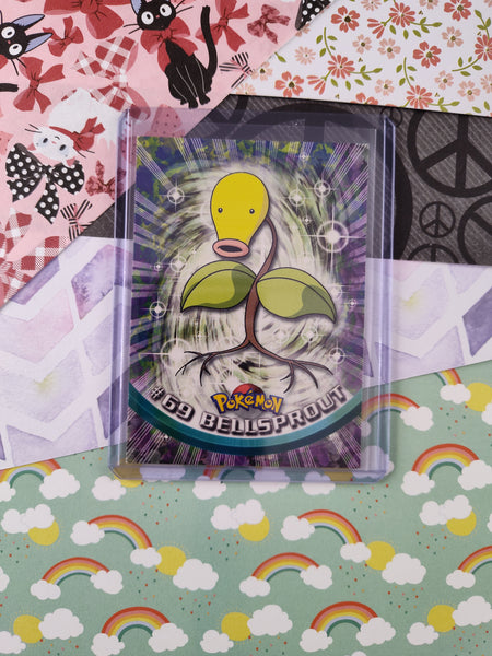 Vintage 1998 Topps 1st Edition Blue Label TV Animation Edition #69 Bellsprout Non-Holo Pokemon Card - NM