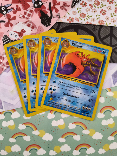 Vintage Uncommon - Set/4 Kingler Fossil Non-Holo Pokemon Cards 38/62 - LP