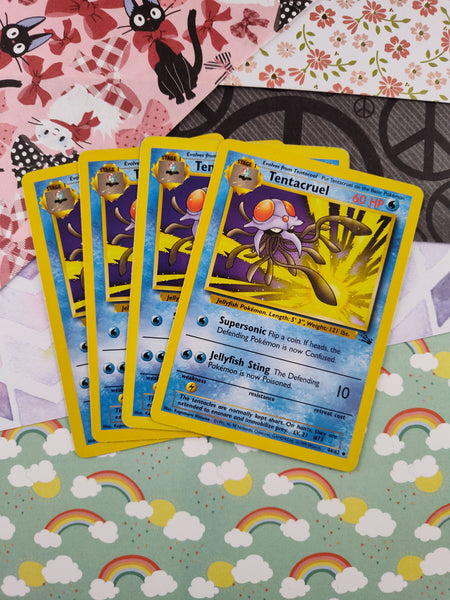 Vintage Uncommon - Set/4 Tentacruel Fossil Non-Holo Pokemon Cards 44/62 - LP