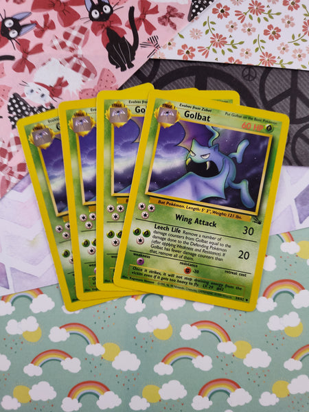 Vintage Uncommon - Set/4 Golbat Fossil Non-Holo Pokemon Cards 34/62 - LP