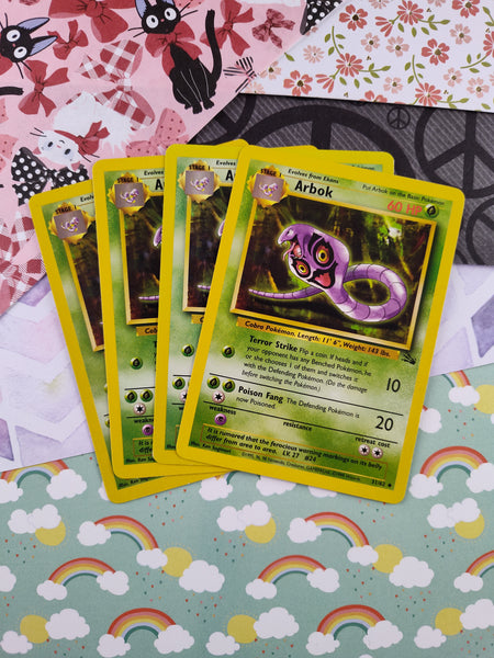 Vintage Uncommon - Set/4 Arbok Base Set 2 Non-Holo Pokemon Cards 31/62 - LP