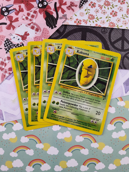 Vintage Uncommon - Set/4 Kakuna Base Set 2 Non-Holo Pokemon Cards 47/130 - LP