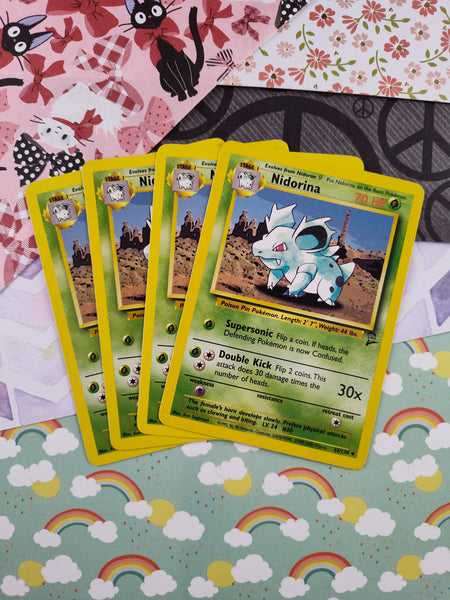 Vintage Uncommon - Set/4 Nidorina Base Set 2 Non-Holo Pokemon Cards 53/130 - LP