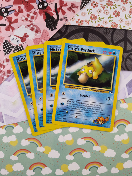 Vintage Uncommon - Set/4 Misty's Psyduck Gym Heroes Non-Holo Pokemon Cards 54/132 - LP