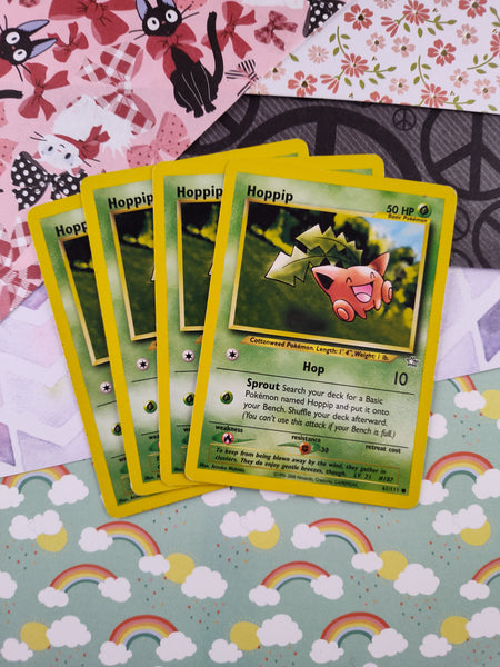 Vintage Common - Set/4 Hoppip Neo Genesis Non-Holo Pokemon Cards 61/111 - LP