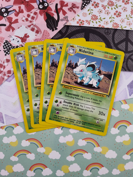 Vintage Uncommon - Set/4 Nidorina Legendary Non-Holo Pokemon Cards 55/110 - LP