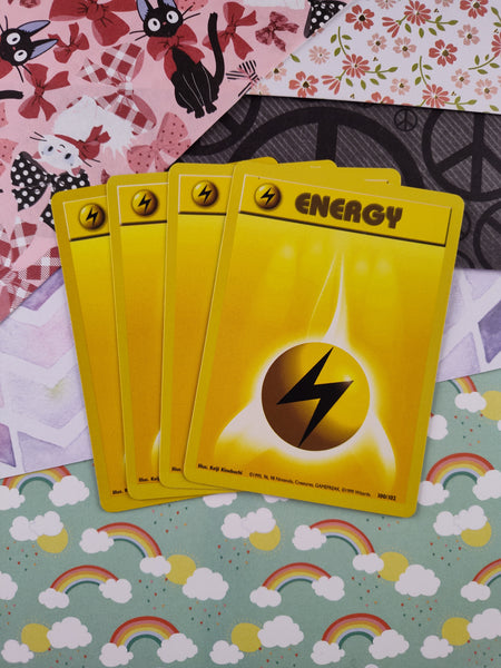 Vintage Energy - Set/4 Electric Base Set Non-Holo Pokemon Cards 100/102 - LP