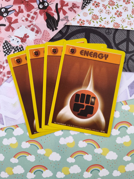 Vintage Energy - Set/4 Fighting Base Set Non-Holo Pokemon Cards 97/102 - LP