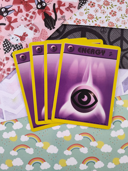 Vintage Energy - Set/4 Psychic Base Set 2 Non-Holo Pokemon Cards 129/130 - LP