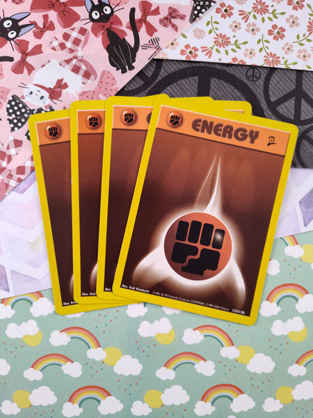 Vintage Energy - Set/4 Fighting Base Set 2 Non-Holo Pokemon Cards 125/130 - LP
