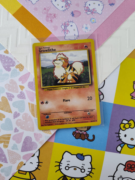 Vintage Uncommon - Growlithe Base Set Non-Holo Pokemon Card 28/102 - MP (B)