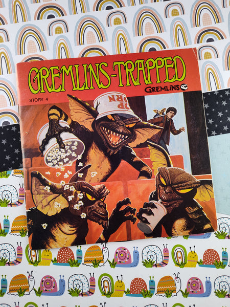 Vintage 1984 Gremlins Story 4: Trapped Book and Record Softcover