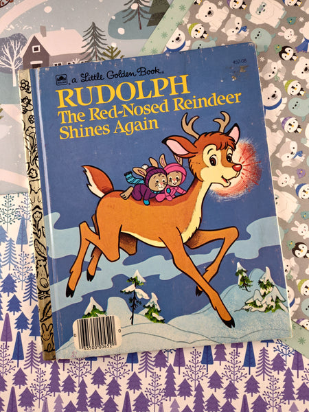Vintage 1982 Little Golden Book "Rudolph the Red-Nosed Reindeer Shines Again" Hardcover