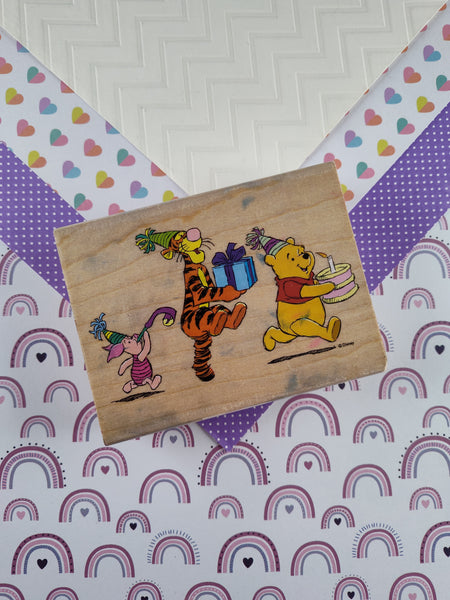 All Night Media Winnie the Pooh "Pooh Party Parade" Wooden Block/Rubber Stamp