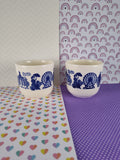 Vintage DDR Museum Vorratsdosen Set/2 Ceramic Cups Tumblers, Blue/Cream