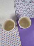 Vintage DDR Museum Vorratsdosen Set/2 Ceramic Cups Tumblers, Blue/Cream