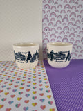 Vintage DDR Museum Vorratsdosen Set/2 Ceramic Cups Tumblers, Emerald/Cream