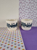 Vintage DDR Museum Vorratsdosen Set/2 Ceramic Cups Tumblers, Emerald/Cream