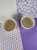 Vintage DDR Museum Vorratsdosen Set/2 Ceramic Cups Tumblers, Emerald/Cream