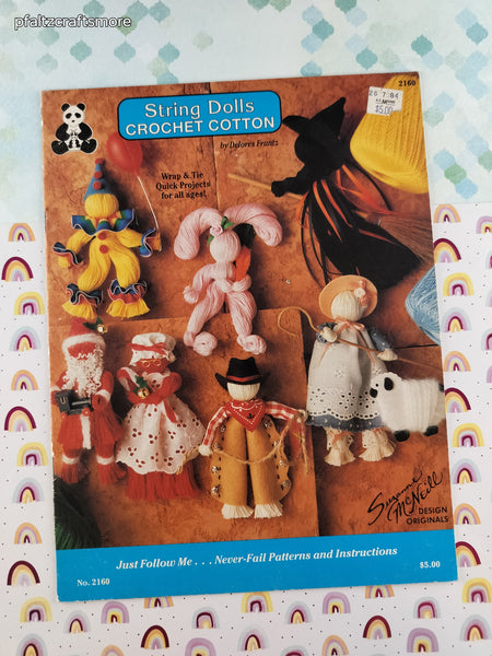 Vintage 1990 String Dolls Crochet Cotton by Delores Frantz Softcover Booklet