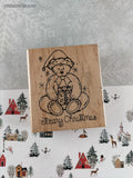 Vintage JRL Designs Beary Christmas Teddy Bear Q288 Wooden Block/Rubber Stamp