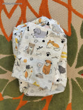 Cats Dogs Fishbones Queen Sized Bed Sheet Set Fitted, Flat, 2 Pillowcases