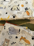 Cats Dogs Fishbones Queen Sized Bed Sheet Set Fitted, Flat, 2 Pillowcases