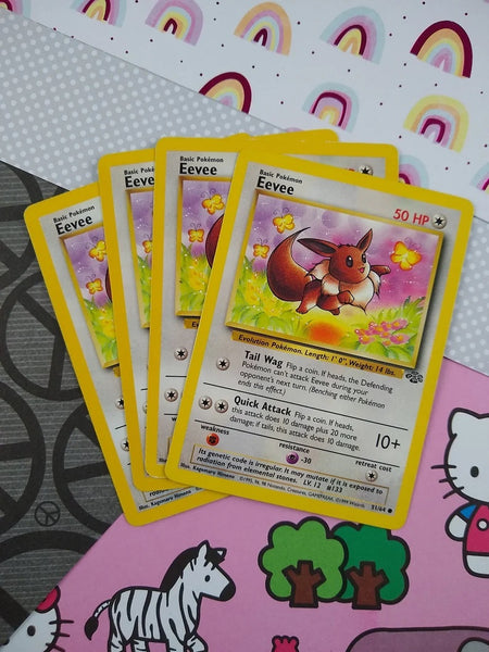 Vintage Common - Set/4 Eevee Jungle Non-Holo Pokemon Cards 51/64 - LP