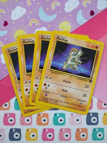 Vintage Common - Set/4 Machop Team Rocket Non-Holo Pokemon Cards 59/82 - LP