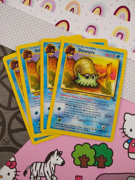 Vintage Common - Set/4 Omanyte Fossil Non-Holo Pokemon Cards 52/62 - LP
