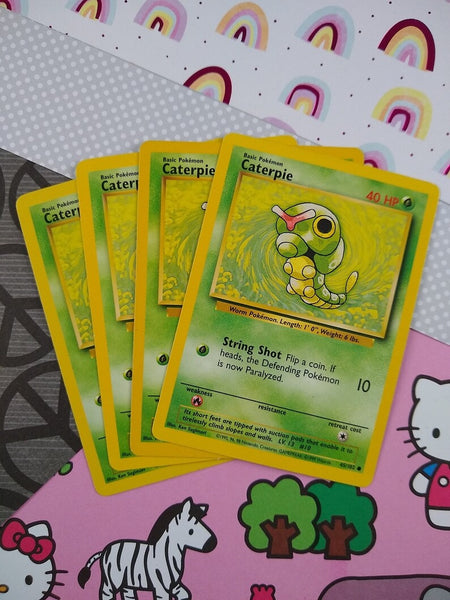 Vintage Common - Set/4 Caterpie Base Set Non-Holo Pokemon Cards 45/102 - LP