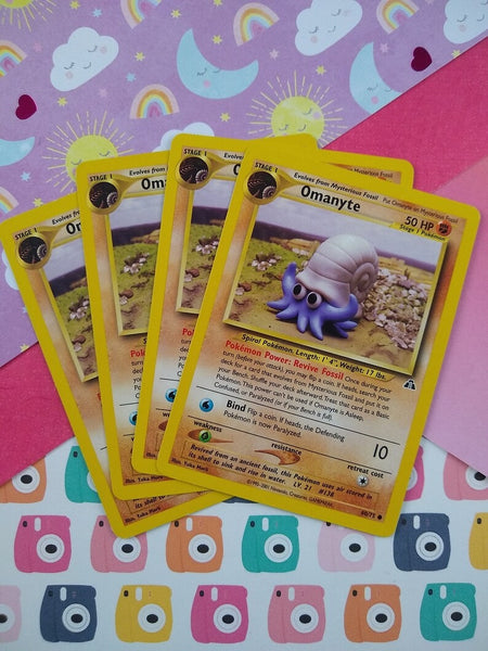 Vintage Common - Set/4 Omanyte Neo Discovery Non-Holo Pokemon Cards 60 Pfaltzcraftsmore Vintage Common - Set/4 Omanyte Neo Discovery Non-Holo Pokemon Cards 60 Pfaltzcraftsmore