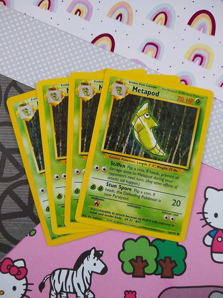 Vintage Common - Set/4 Metapod Base Set Non-Holo Pokemon Cards 54/102 - LP