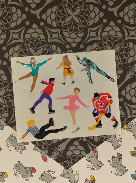 Vintage Mrs. Grossman's "Ice Skaters" Half Sticker Sheet, Unused