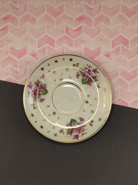 Vintage Violets Floral Purple Flowers Teacup Saucer Nice & Clean