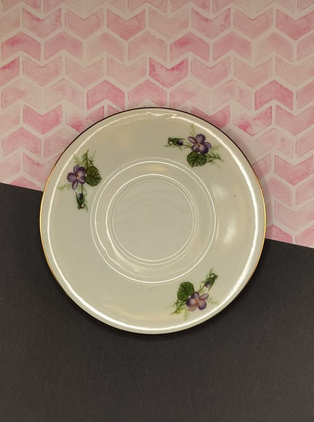 Vintage Violets Floral Purple Flowers Teacup Saucer Nice & Clean