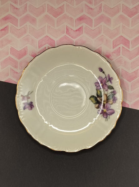 Vintage Violets Floral Purple Flowers Teacup Saucer Nice & Clean