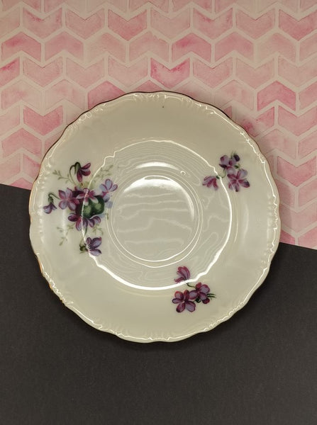 Vintage Violets Floral Purple Flowers Teacup Saucer Nice & Clean