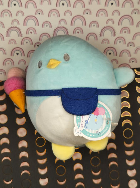 Gokigen Odekake Kawaii Blue Penguin w/Ice Cream Small 6.5” Plush Round 1 Toy NWT