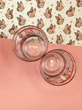 Vintage Tiffany-Style Pennsylvania Dutch Country Horse & Buggy Glass Tumblers Set/2