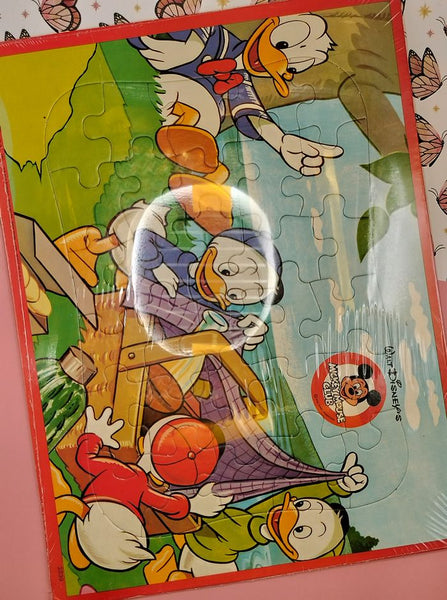 Vintage Walt Disney Jaymar Donald Duck Huey Dewey Louie Frame-Tray Puzzle, Nice & Clean