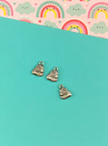 Vintage Antique Silver Tone Cute Snail Charms, Set/3 Like New