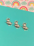 Vintage Antique Silver Tone Kitty Cat w/Yarn Charms, Set/3 Like New