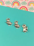 Vintage Antique Silver Tone Kitty Cat w/Yarn Charms, Set/3 Like New