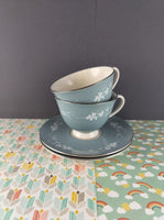 Vintage Royal Doulton England Translucent China REFLECTION T.C. 1008 Tea Cups w/Saucers Set/2