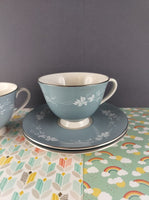 Vintage Royal Doulton England Translucent China REFLECTION T.C. 1008 Tea Cups w/Saucers Set/2