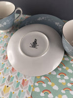 Vintage Royal Doulton England Translucent China REFLECTION T.C. 1008 Tea Cups w/Saucers Set/2